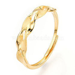 925 Sterling Silver Adjustable Ring Settings, with S925 Stamp, Wave, Real 18K Gold Plated, US Size 9 1/4(19.1mm)(STER-T007-06G)