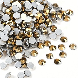 Glass Flat Back Rhinestone, Grade A, Back Plated, Faceted, Half Round, Aurum, SS10, 2.7~2.8mm, 1440pcs/bag(RGLA-C002-SS10-567)