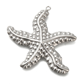 Anti-Tarnish 304 Stainless Steel Pendants, Starfish Charm, Stainless Steel Color, 32.5x31.5x5mm, Hole: 1.2mm