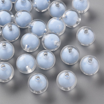 Transparent Acrylic Beads, Bead in Bead, Round, Cornflower Blue, 11.5x11mm, Hole: 2mm, about 520pcs/500g