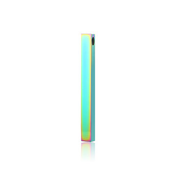 Ion Plating(IP) 304 Stainless Steel Pendants, Cuboid Charm, Rainbow Color, 45x3x3mm, Hole: 2mm