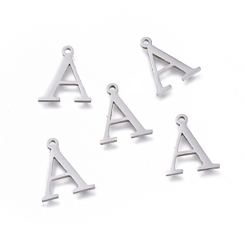 304 Stainless Steel Charms, Greek Alphabet, Stainless Steel Color, Letter.A, 13.8x11.5x1mm, Hole: 1.2mm
