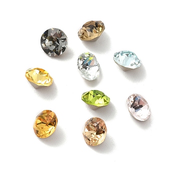 Faceted K9 Glass Rhinestone Cabochons, Pointed Back & Back Plated, Diamond, Mixed Color, 5x3.5mm
