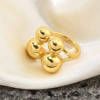 Brass Open Cuff Rings for Women, Round, Inner Diameter: US Size 7 1/4(17.5mm)