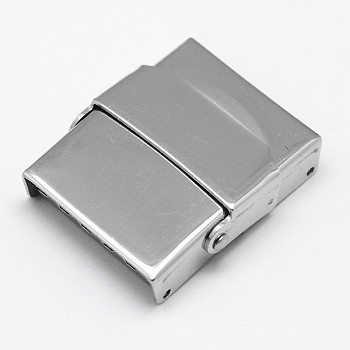 Rectangle 201 Stainless Steel Watch Band Clasps, Stainless Steel Color, 25x22x7mm, Hole: 3x18mm
