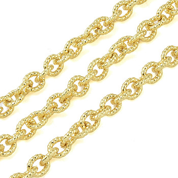 Rack Plating Brass Link Chains, Long-Lasting Plated, Cadmium Free & Lead Free, Unwelded, with Spool, Golden, 6.5x5.5x1.5mm