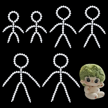 Elite 6Pcs 3 Style Plastic Action Figure Movable Skeleton, Doll Making Supplies, White, 110~170x86~170x7mm, 2pcs/style