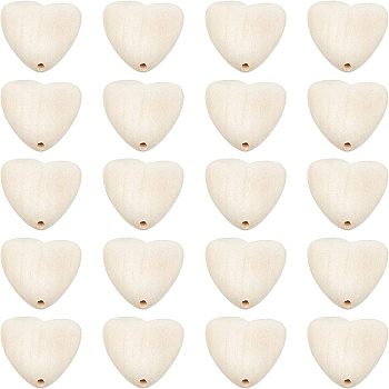 20Pcs Chinese Cherry Wood Beads, Flat Heart, BurlyWood, 30x30mm, Hole: 2mm, 20pcs/bag