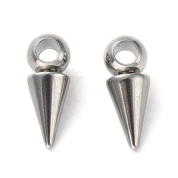 304 Stainless Steel Pendants, Cone Charm, Stainless Steel Color, 16x6mm, Hole: 3.2mm