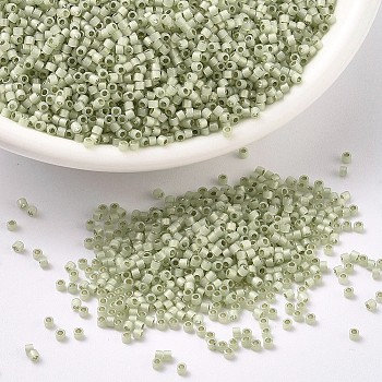 MIYUKI Delica Beads, Cylinder, Japanese Seed Beads, 11/0, (DB1453) Silver Lined Pale Lime Opal, 1.3x1.6mm, Hole: 0.8mm, about 2000pcs/10g