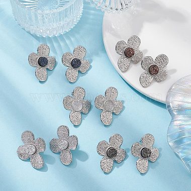 Imitation Druzy Gemstone Resin Flower Stud Earrings(EJEW-JE05318)-4