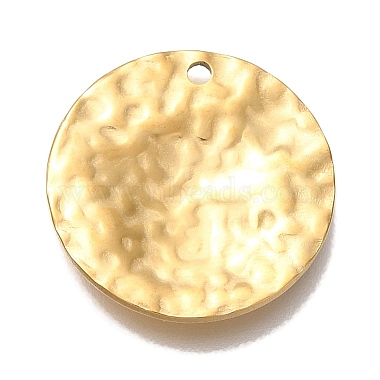 Real 18K Gold Plated Flat Round 304 Stainless Steel Pendants