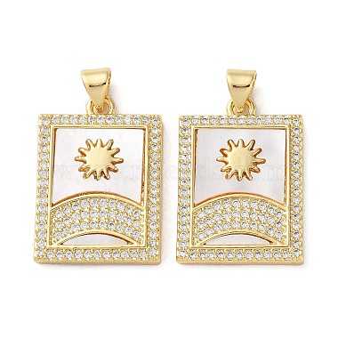 Real 18K Gold Plated Clear Sun Brass+Cubic Zirconia+Shell Pendants