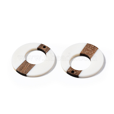 Opaque Resin & Walnut Wood Pendants(RESI-T035-23)-3