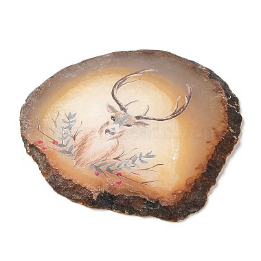 Printed Natural Agate Slice Stone Ornament(DJEW-M011-03K)-3