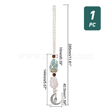 Décorations de pendentifs en quartz rose naturel et aventurine verte(HJEW-WH0036-14)-2