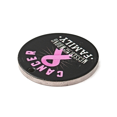 Breast Cancer Pink Awareness Ribbon Style 201 Stainless Steel Pendants(STAS-J041-03F)-2