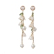 aretes colgantes de perla de plástico abs y vidrio con flores(EJEW-JE05217)-1