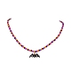 3Pcs 3 Style Alloy Enamel Ghost & Pumpkin & Bat Pendant Necklaces Set(NJEW-TA00077)-5