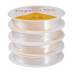4 Rolls Round Crystal Elastic Stretch Thread, for Bracelets Gemstone Jewelry Making Beading Craft, Clear, 0.8mm, about 6.5 yards(6m)/roll(EW-TA0001-10B)