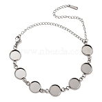 Non-Tarnish 304 Stainless Steel Bracelet Making, with Flat Round Tray, Stainless Steel Color, 9.06 inch(23cm), Tray Size: 10mm(SA-CBAFBB7-02P-A)