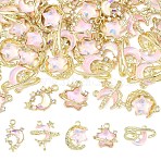 20Pcs 5 Styles Alloy Resin Pendants, Real 14K Gold Plated, Mixed Shapes, 14.5~19x12~17x3~7.5mm, Hole: 1.2~1.6mm, 4pcs/style(FIND-YW0010-94G)