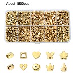 10 Styles CCB Plastic Beads, Mixed Shapes, Golden, 4~6x4~6x1.5~3.5mm, Hole: 1.2~2.3mm.(CCB-YW0001-47B)