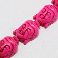 Synthetic Turquoise Beads Strands, Dyed, Buddha, Deep Pink, 29x20x13mm, Hole: 1mm, about 90pcs/1000g(TURQ-G119-20x29mm-10)