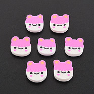Handmade Polymer Clay Cabochons, Frog, Hot Pink, 9~10.5x8~9.5x2mm, about 4700pcs/1000g(CLAY-N006-141)