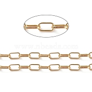 Soldered Brass Paperclip Chains, Flat Oval, Drawn Elongated Cable Chains, Long-Lasting Plated, with Spool, Real 18K Gold Plated, 12x6.5x1.8mm, about 16.4 Feet(5m)/roll(CHC-G005-19G)