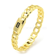 Lock Brass Enamel Twisted Chain Hinged Bangles for Women Men, Real 18K Gold Plated, Inner Diameter: 2 x2-3/8 inch(5x6cm)(BJEW-Z062-06G)