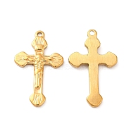 Ion Plating(IP) 304 Stainless Steel Pendants, Crucifix Cross Charm, Golden, 30x18x2.5mm, Hole: 1.5mm(STAS-Q001-08G)
