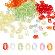 PandaHall Elite 490Pcs 7 colors Transparent Acrylic Linking Rings, Quick Link Connectors, for Cable Chains Making, Oval, Mixed Color, 15.5x11x6mm, Inner Diameter: 4.5x10.5mm, 70pcs/color(TACR-PH0001-24)