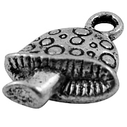 Tibetan Style Alloy Pendants, Lead Free and Cadmium Free, Mushroom, Antique Silver, 15.5x11.5x4.5mm, Hole: 2mm, about 570pcs/1000g(LF11208Y-01)