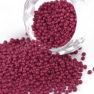 11/0 Grade A Round Glass Seed Beads, Baking Paint, Cerise, 2.3x1.5mm, Hole: 1mm, about 48500pcs/pound(SEED-N001-A-1058)