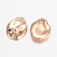 Alloy Hammered Charms, teardrop, Golden, 11x9x2mm, Hole: 1.5mm(PALLOY-D348-34G)