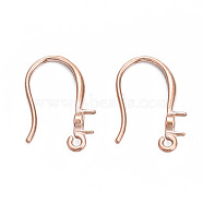 316 Surgical Stainless Steel Hook with Rhinestone Settings and Horizontal Loop, Ear Wire, Rose Gold, Fit For 3mm Rhinestone, 11x16.5mm, Hole: 1mm, 21 Gauge, Pin: 0.7mm(STAS-N092-134RG)