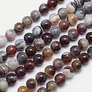Round Natural Botswana Agate Bead Strands, 10mm, Hole: 1mm, about 39pcs/strand, 15 inch(G-I166-02-10mm)