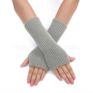 Acrylic Fibers Knitting Long Fingerless Gloves, Arm Warmer, Winter Warm Gloves with Thumb Hole, Gray, 200x70mm(PW-WGAC281-04)