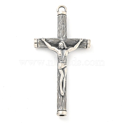 925 Thai Sterling Silver Religious Medal Pendants, Jesus Cross Charms with 925 Stamp, Antique Silver, 48.5x24x6mm, Hole: 3mm(STER-NH0001-67AS)