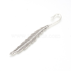 Tibetan Style Alloy Bookmarks, Feather, Cadmium Free & Lead Free, Antique Silver, 115x14.5x3mm, Hole: 2.5mm(X-TIBEP-Q061-48AS-LF)