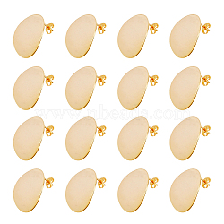 16Pcs Brass Stud Earring Findings, with Vertical Loops, Twist Oval, with 16Pcs Ear Nuts, Real 18K Gold Plated, 22.5x19x1mm, Hole: 2mm, Pin: 0.5mm(KK-DC0001-33)