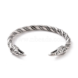 304 Stainless Steel Eagle Open Cuff Bangle for Men Women, Antique Silver, Inner Diameter: 2-1/2 inch(6.3cm)(BJEW-M230-01AS)