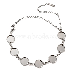 Non-Tarnish 304 Stainless Steel Bracelet Making, with Flat Round Tray, Stainless Steel Color, 9.06 inch(23cm), Tray Size: 10mm(SA-CBAFBB7-02P-A)
