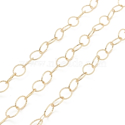 Brass Hollow Oval Link Chains, Unwelded, with Spool, Real 18K Gold Plated, 8x5.5x0.5mm(CHC-M025-29G)