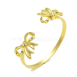 Rack Plating Bowknot Brass Cuff Bangles for Women, Cadmium Free & Lead Free, Long-Lasting Plated, Real 18K Gold Plated, Inner Diameter: 2-3/8 inch(6.1cm)(BJEW-B106-25C-G)