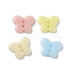 Ceramics Buttons, 2-Hole, Butterfly, Mixed Color, 13x16x3mm, Hole: 1.4mm(PORC-B001-06)