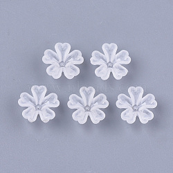 5-Petal Transparent Acrylic Bead Caps, Frosted, Flower, Clear, 16x16.5x6mm, Hole: 1.2mm(X-FACR-T001-05)