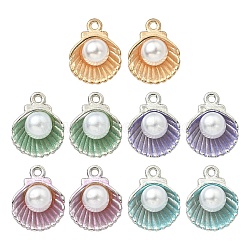 10Pcs 5 Colors Alloy Enamel Charms, with Plastic Bead, Cadmium Free & Lead Free, Shell, Mixed Color, 14.5x11.5x7mm, Hole: 1.2mm, 2pcs/color(ENAM-YW0002-73)