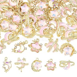 20Pcs 5 Styles Alloy Resin Pendants, Real 14K Gold Plated, Mixed Shapes, 14.5~19x12~17x3~7.5mm, Hole: 1.2~1.6mm, 4pcs/style(FIND-YW0010-94G)